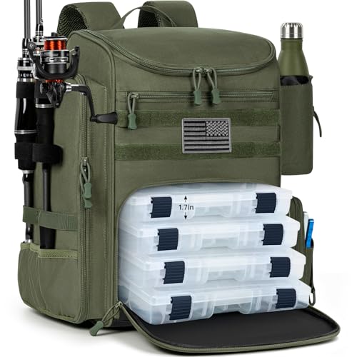 40L Tackle Fishing Backpack with 2 Rod Holders