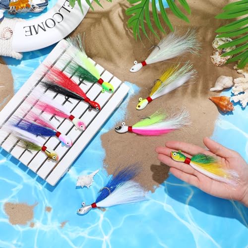 10 Pcs Bucktail Jigs Saltwater Hair Jig Fishing Lures