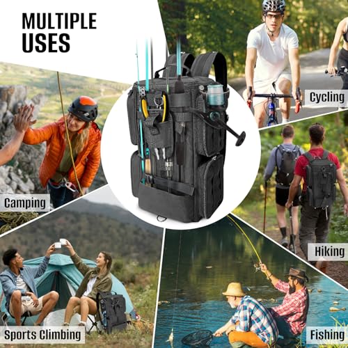 Fishing Tackle Backpack with Rod Holders