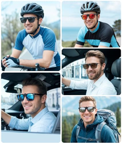 Polarized Clip On Sunglasses for Men Women (3pack-balck+blue Mirrored+silver Mirrored)