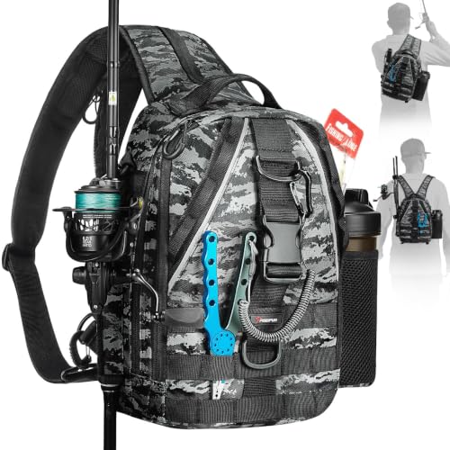 Fishing Backpack (Black Camouflage / Standard)