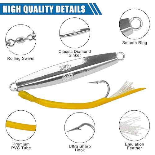 Diamond Jigs Saltwater Fishing Lures (Yellow-1pc / 1oz)