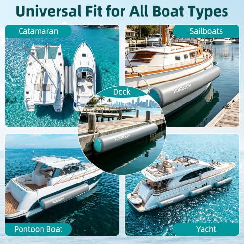 6.5FT 10FT Heavy Duty Inflatable Boat Fenders (Gray - Lake Blue / 10' x 18")