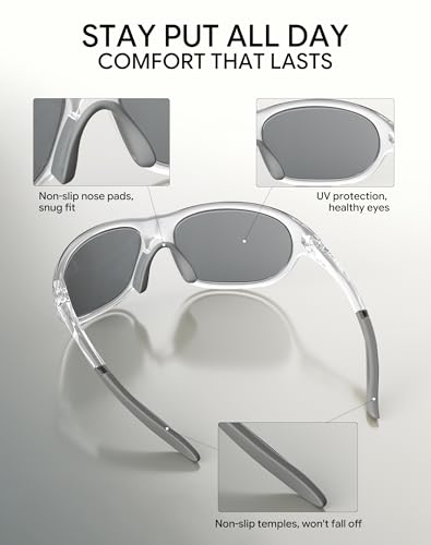 Adjustable Adult Bike Helmet and Sunglasses Set for Women and Men (Matte Milky White / Large)