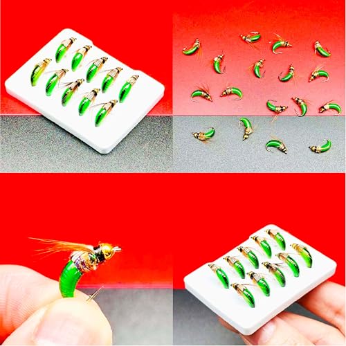 10Pc Wet Flies Bait Fly Fishing Flies for Bass Trout Pike Salmon Brass Head Caddis Nymph Handmade Fishing Bait Artificial Insect Fishing Lure