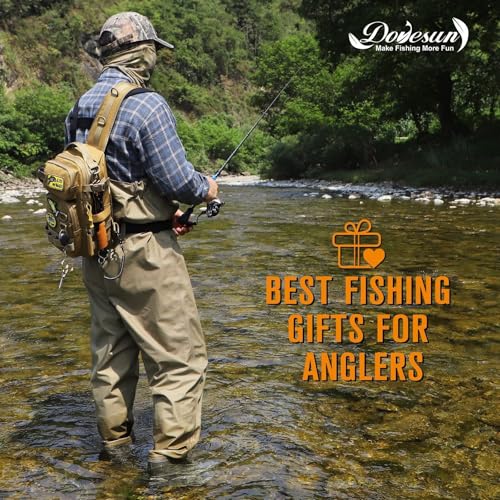 Small Fishing Backpack with Tackle Boxes Fishing Sling Bag DIY Embroidery Patches Tackle Bag Gift for Men Khaki (A: Fishing Tackle Backpack(khaki))