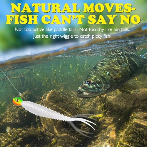 Soft Plastic Baits Forked Tail Fishing Soft Bait for Bass Walleye Trout Crappie Lures Pearl White (Pearl White / 3.5in-30pcs)