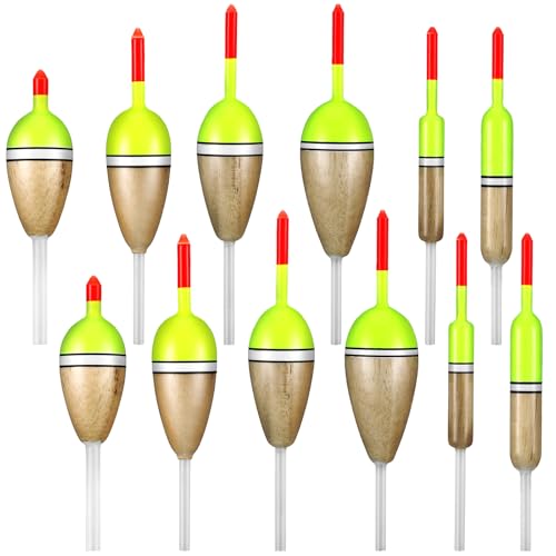 12 Pcs Fishing Float Slip Bobber Wood (Z-1,Z-21,Z-3,Z-4,Z-5,Z-6)