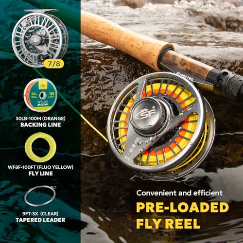 SF 003 Pro Fly Fishing Reel for Freshwater (Gunmetal Gray/Yellow / 7/8wt)