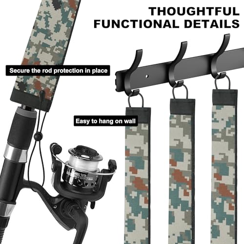 Neoprene Fishing Rod Sleeve Rod Socks for Casting (69" / 2-Digital Camo)
