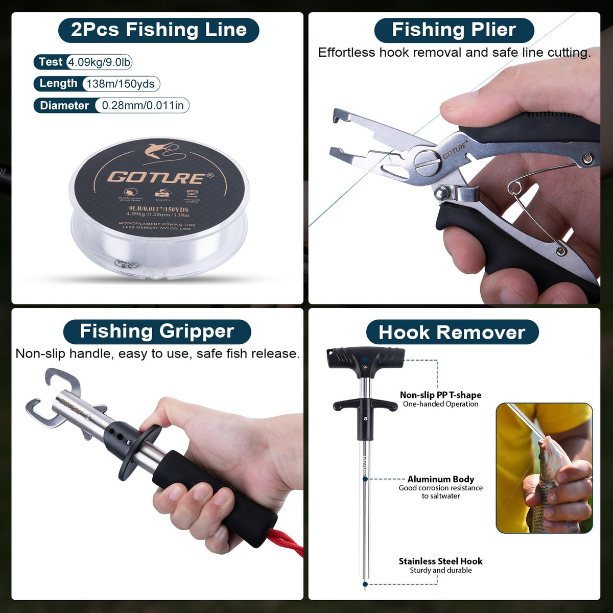 2 Pack Fishing Rod and Reel Combo with Carrier Bag (A8:2PCS Fishing Pole Kit with Carrier Bag / 2.1M/7FT)