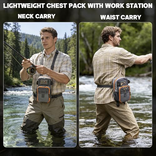 QulayQualy Fly Fishing Bag Chest Pack with WorkStation (Grey)