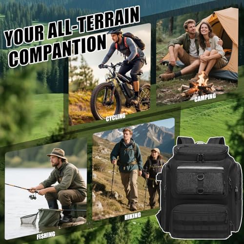 45L Fishing Backpack with Rod Holders & Built (Black)