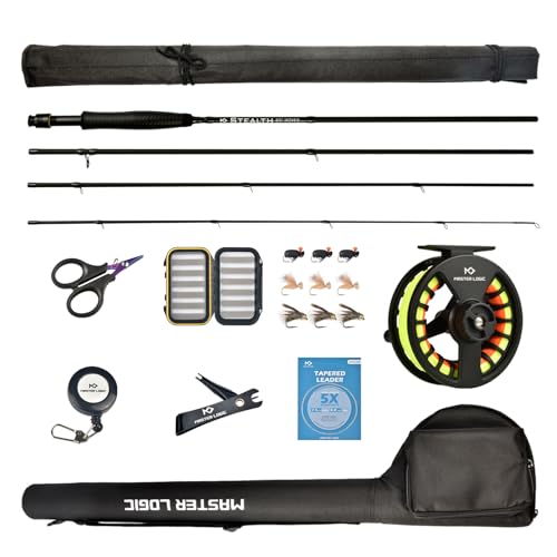Stealth Fly Fishing Rod Combo Starter Kit 9FT 6WT 30T Carbon Fly Rods (9ft 6wt 4 pc)