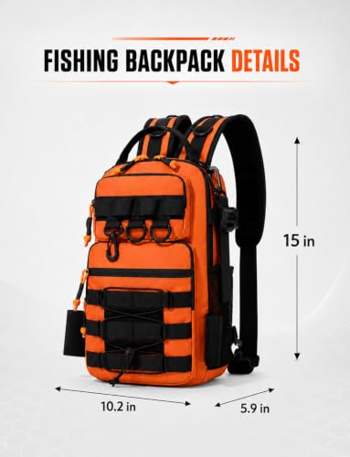 2 in 1 Compact Tactical Fishing Backpack with Tackle Boxes (Orange)