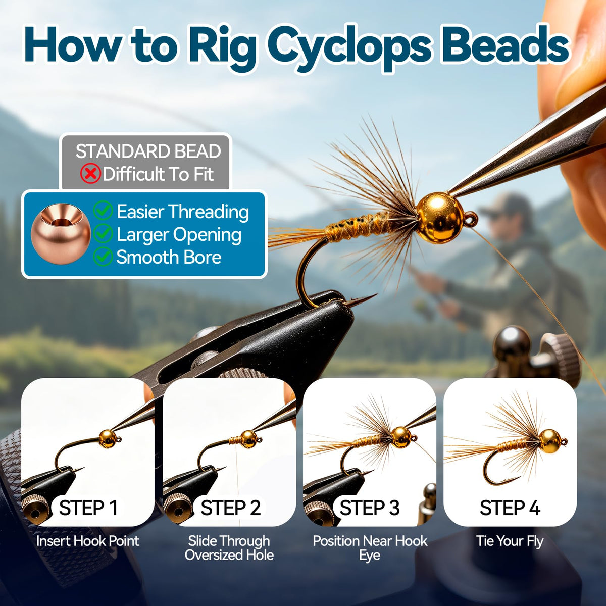 Tungsten Beads for Fly Tying Materials 50pcs Faster Sinking Deeper 13 Sizes (Copper / 4.0MM)