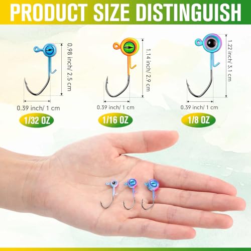 80 Pcs Crappie Jig Heads for Fishing (1/16 oz / Eye with Bait Keeper)