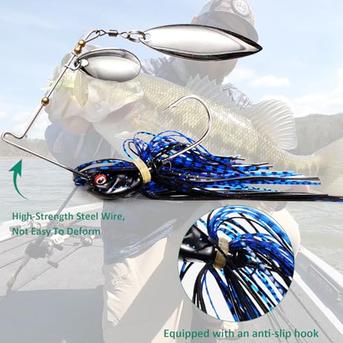 6pcs Fishing Lures Spinner baits for Freshwater and Saltwater (B-6Pcs Spinnerbaits)