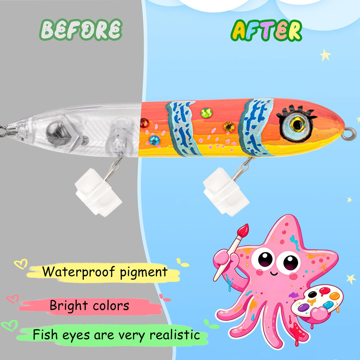 DIY Fishing Lure Kit (Green-6pcs without acessions)