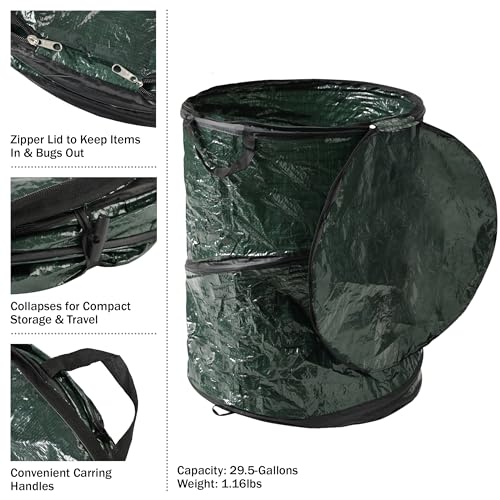Pop Up Outdoor Garbage Can (Green / 29.5-Gallon)