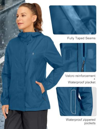 Women's Packable Waterproof Rain Jacket Classic Blue XL (X-Large / Classic Blue)
