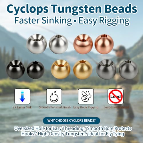 100pcs Fly Tying Tungsten Beads Nymph Tungsten Bead Heads for Jig Flies (2.5MM)