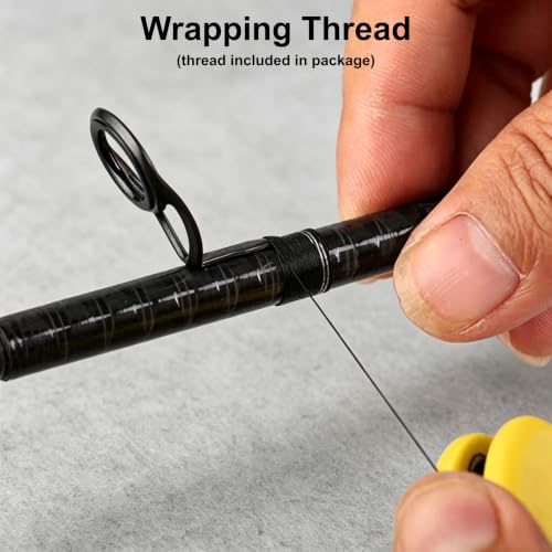 Fishing Rod Guide Replacement Kit 8‑Size for Fishing Rod Repair (Black Spinning guides kit)