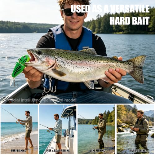 Topwater Fishing Lures with Rotating Tail (5PCS Mixed)