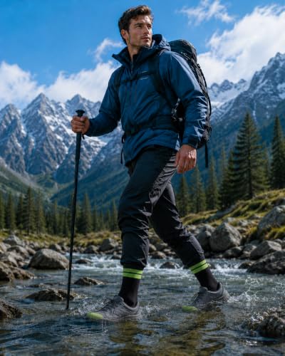 Waterproof Socks for Men (Large / Black/Green)