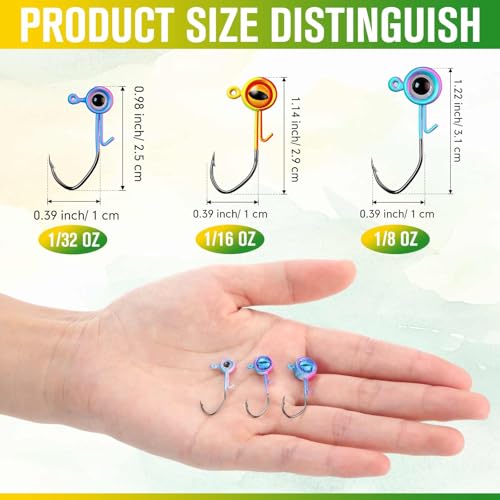 160 Pcs Crappie Jig Heads for Fishing (1/32 oz / Eye with Bait Keeper)