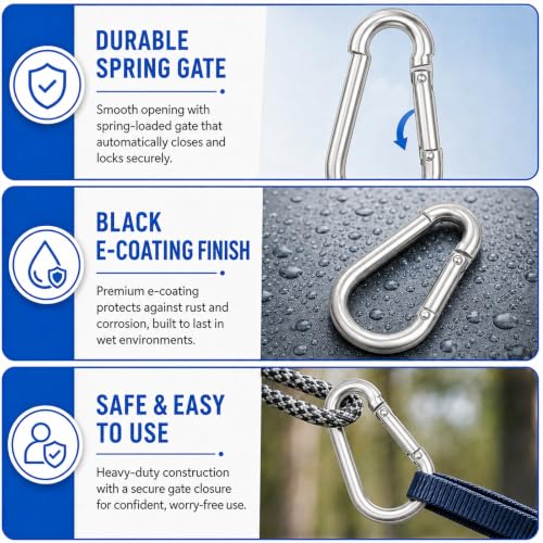 60PCS M8 Heavy Duty Carabiner Clip (Silver / 60PCS-M8)