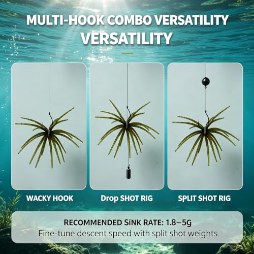 Urchin Baits for Bass Fishing (B-Pumpkin green / 4.3in-10pcs)