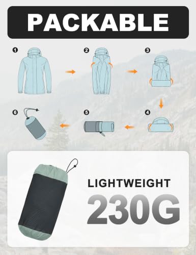 Women's Packable Rain Jacket Dusty Sage Green M (Medium / Dusty Sage Green)