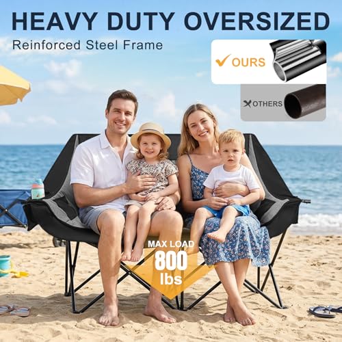 Double Camping Chair 2 Person Loveseat (Loveseat Grey)