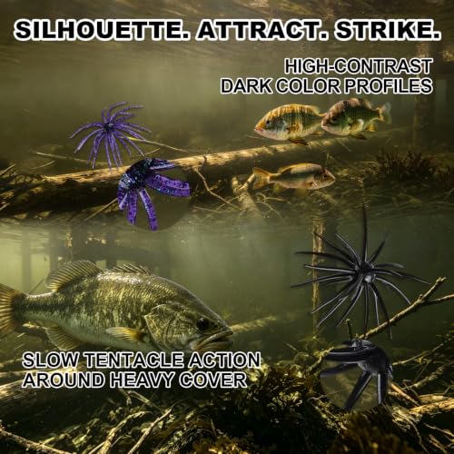 Sea Urchin Baits for Bass Fishing (Dark Purple Flake / Black & Blue / Solid Black)