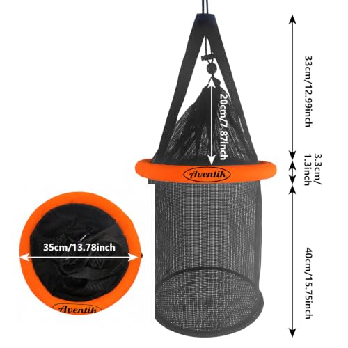 Floating Fish Basket Mesh Net Cage for Live Bait Storage Fish Raising Kayak Fishing Accessories 15.7in (10 GAL Orange-13.8*13.8*15.8inch)