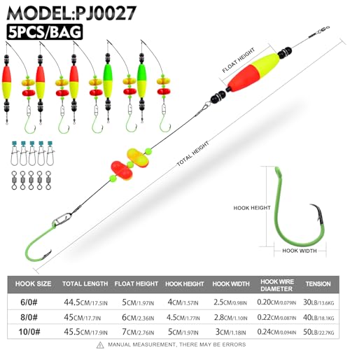 Catfish Fishing Rigs Floats (D-Mixed pack of 5 pcs / 8/0 Hook)