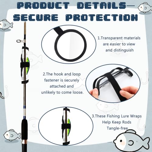15 Pack Fishing Lure Wrap for Rod Clear PVC Lure Covers Keeps Hook Cover in 3 Sizes to Keep Hook Safe Bait Storage