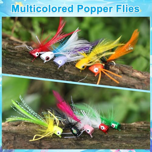20Pcs Fly Fishing Popper Flies (20pcs Fly Fishing Poppers)
