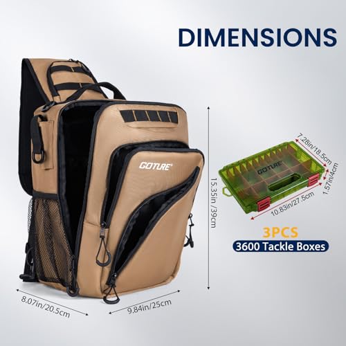 Khaki Fishing Bag w (Khaki / 1680d Double-strand Pu Backpack + (3)3600 Trays)