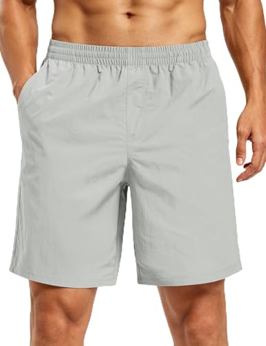Men's Hiking Fishing Shorts UPF 50+ Quick Dry Lightweight 6" Summer Casual Shorts with Zipper Pockets LightGrey (Small / Lightgrey)