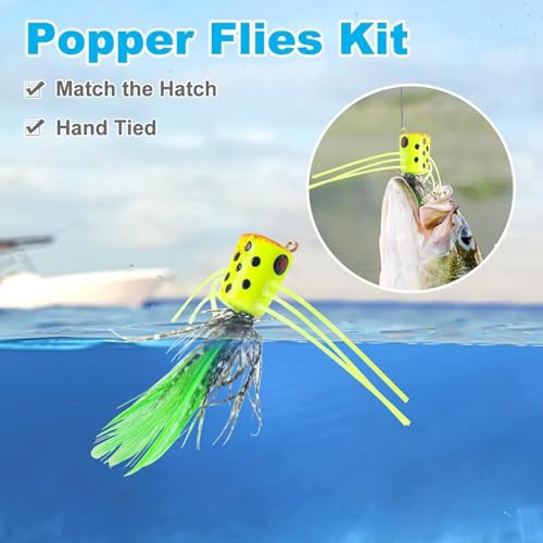 12 pcs Fly Fishing Popper Flies (12pcs 3 Size Popper Flies)