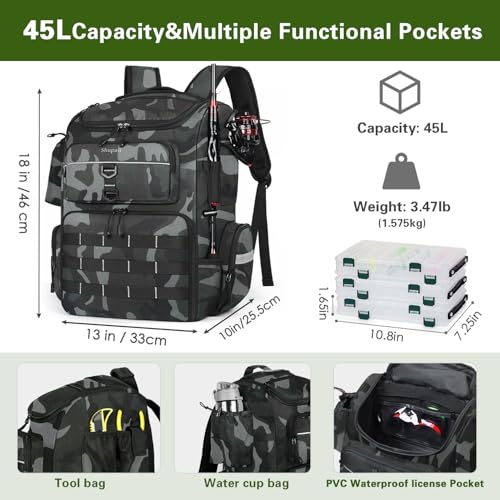 Fishing Backpack with 2 Rod Holders (Camouflage)