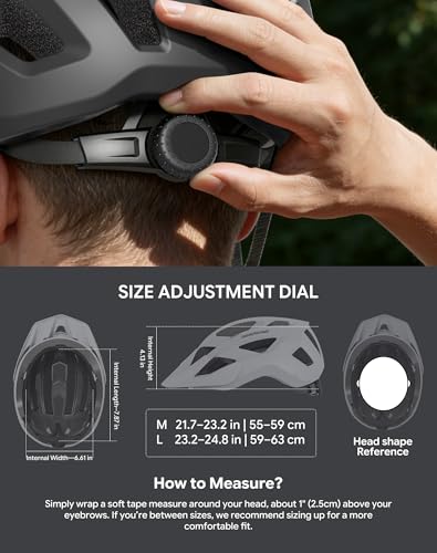 Adult Bike Helmet Rear Light & OTG Magnetic Goggles for Men Women (White / Medium)