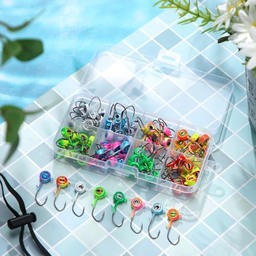 80 Pcs Crappie Jig Heads for Fishing (1/16 oz / Eye with Bait Keeper)