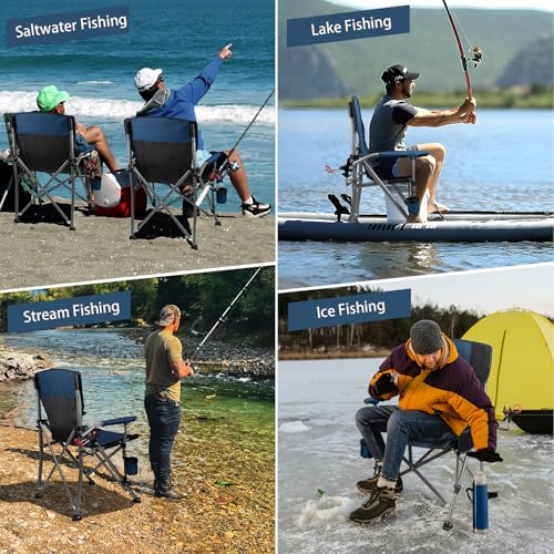 Fishing Chair with Upgraded 360° Adjustable Rod Holder