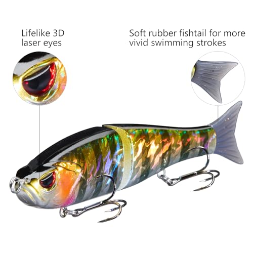 SwimShad Glide Baits Jointed Swimbait Bass Pike Salmon Trout Muskie Fishing Lure (Striped Gill / 4.5in/0.65oz)