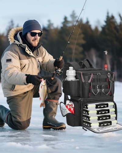 Fishing Backpack with 4 Tackle Boxes