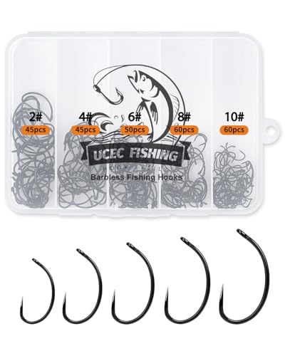 260PCS Barbless Circle Hooks (260PCS,2# 4# 6# 8# 10# / Gray)