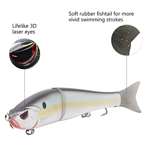 SwimShad Glide Baits Jointed Swimbait Bass Pike Salmon Trout Muskie Fishing Lure (Threadfin / 4.5in/0.65oz)